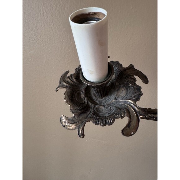 Vintage Ornate Wall Sconce Candelabra Brass Electric Light Victorian Untested - Picture 9 of 10